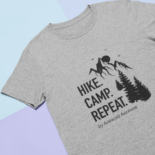 

Футболка унисекс 'Hike Camp' с вашей надписью / Серый / 2XL