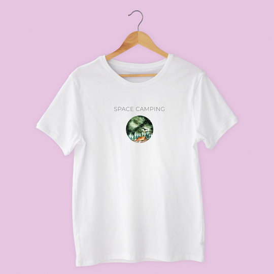 

Футболка унисекс 'Space camping' с вашей надписью / Белый / S