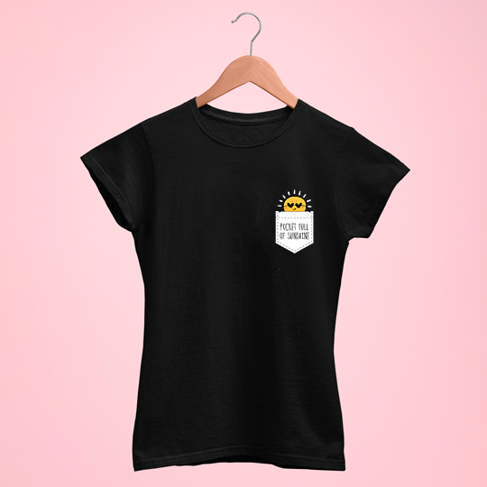 

Футболка унисекс 'Sunshine pocket' с вашей надписью / Чёрный / XS