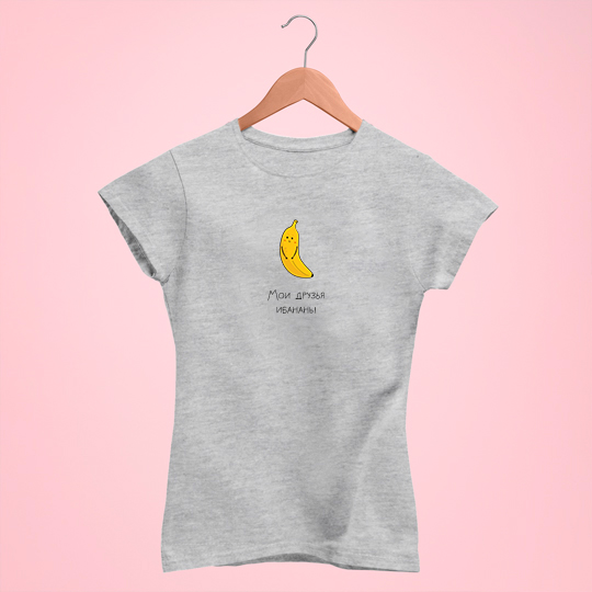 

Футболка унисекс 'Banana' с вашей надписью / Серый / XS