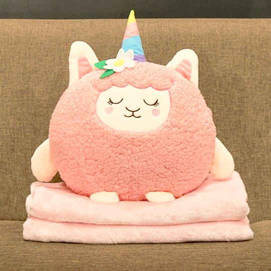 Подушка с пледом 'Lama Unicorn'