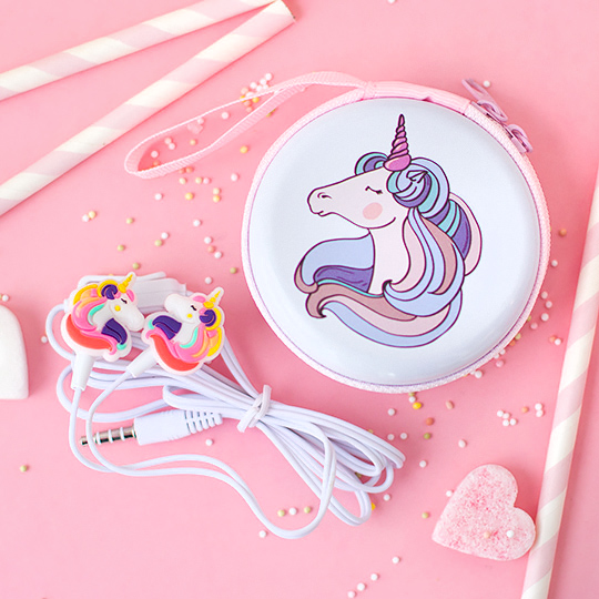 Наушники с чехлом 'Unicorn' / Розовый