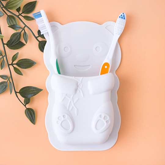 Держатель для зубных щеток самоклеющийся 'Bamboo bear' / Белый