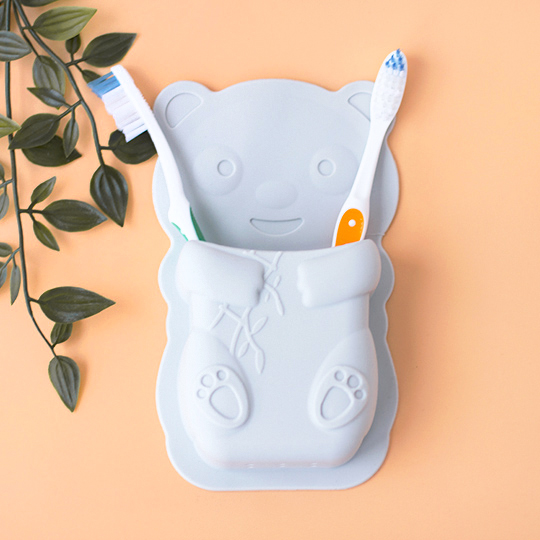 

Держатель для зубных щеток самоклеющийся 'Bamboo bear' / Серый