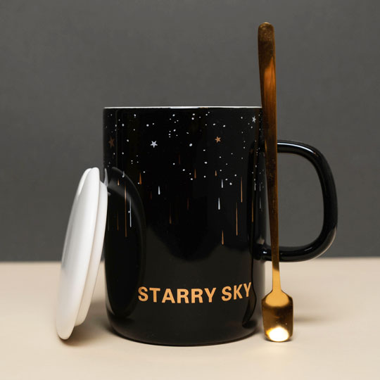 Кружка с ложечкой и крышкой 'Universe' / Starry sky