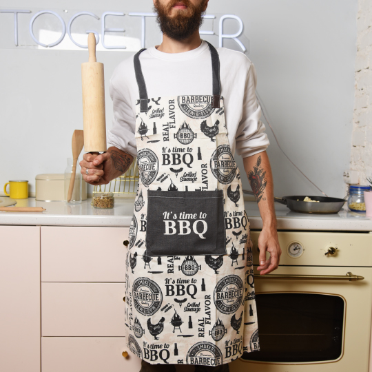 Фартук кухонный 'BBQ' / Белый