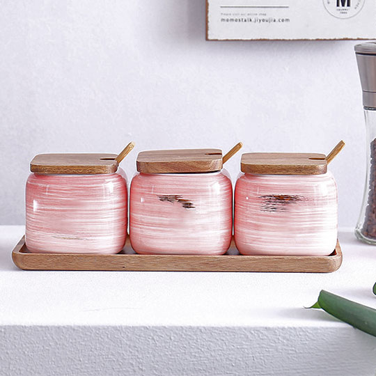 Набор для хранения специй на подставке 'Kitchen herbs' / Розовый