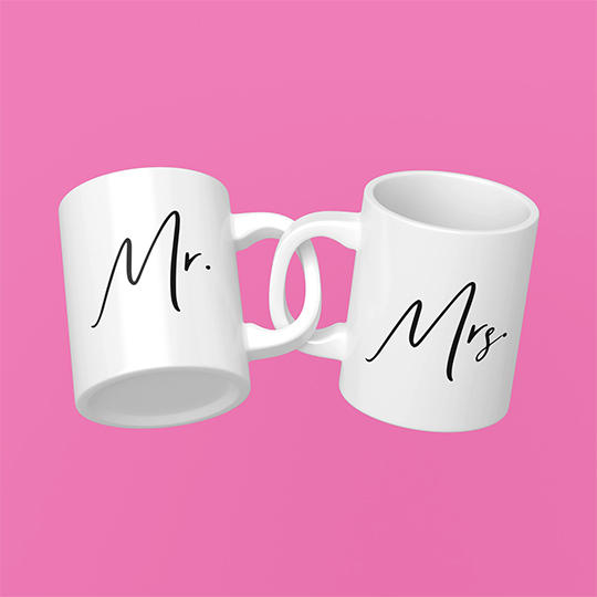 Кружка парная 'Mr and Mrs' с вашей надписью