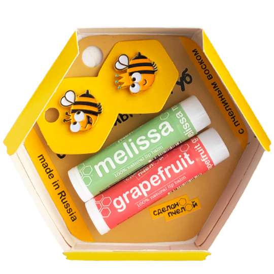 Набор подарочный 'Melissa and Grapefruit', бальзамы для губ и значки