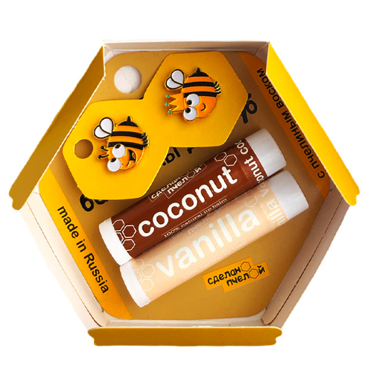 Набор подарочный 'Coconut and Vanilla', бальзамы для губ и значки