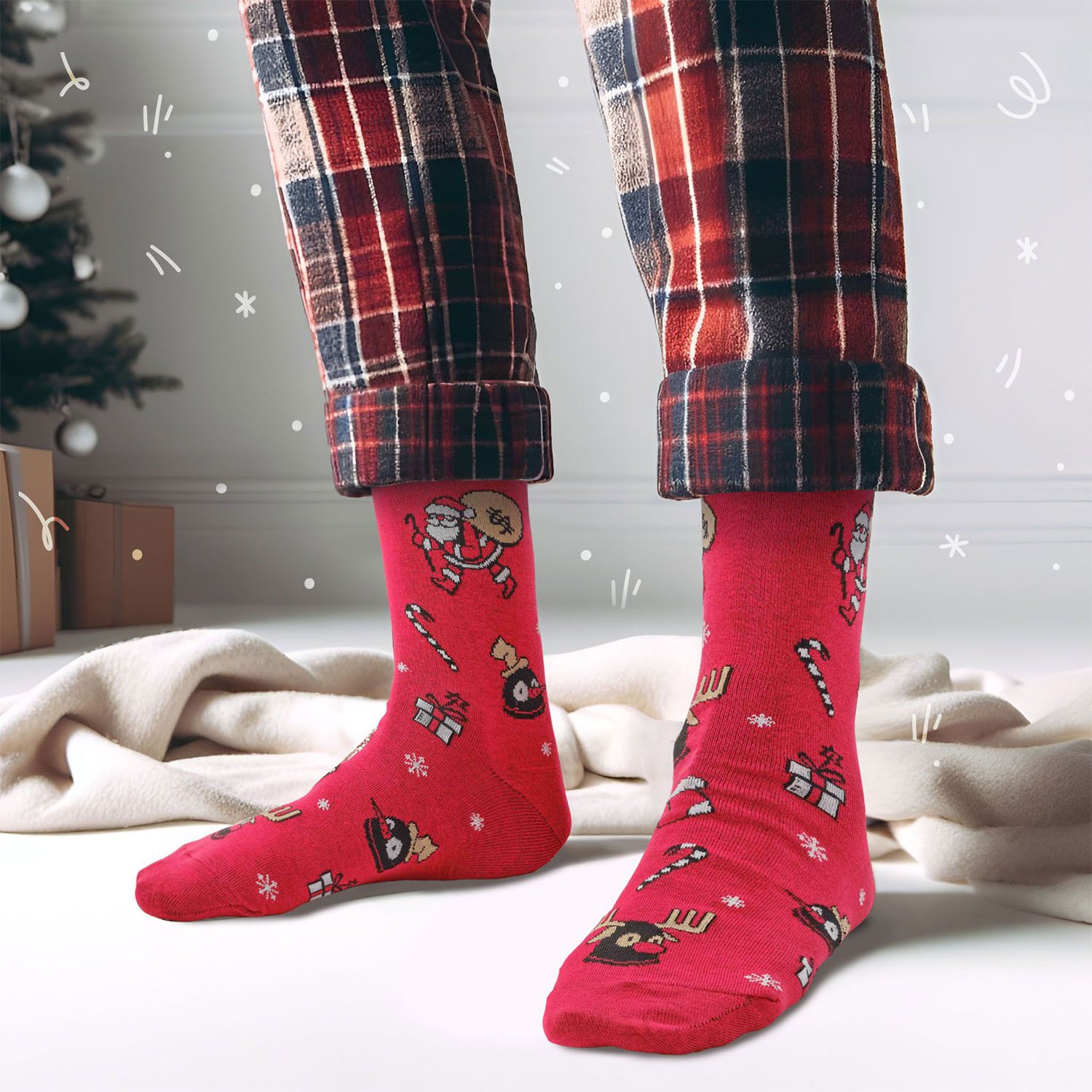 Носки 'Дедушка знает, что подарить на Новый год', размеры 42-47