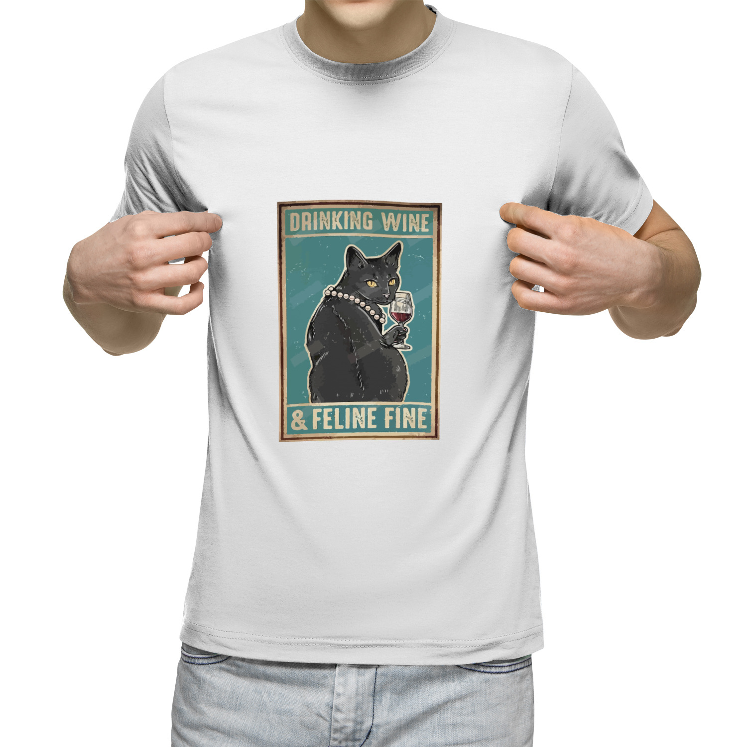 Футболка унисекс 'Cat with Wine' 