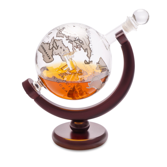 Декантер для виски с деревянной подставкой 'Globe'