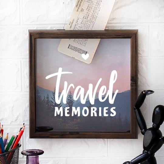 Рамка-копилка темная 'Travel memories' (разные дизайны) / Розовый лес 591070 - фото 1