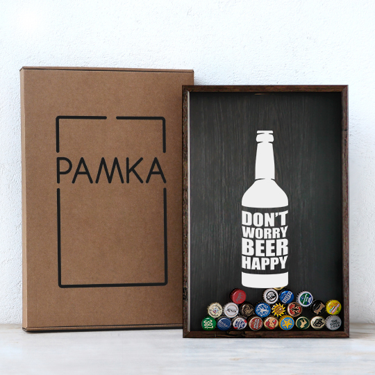 Рамка-копилка для пивных крышек 'Beer happy'