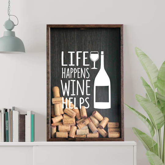 Рамка-копилка для винных пробок 'Wine helps'