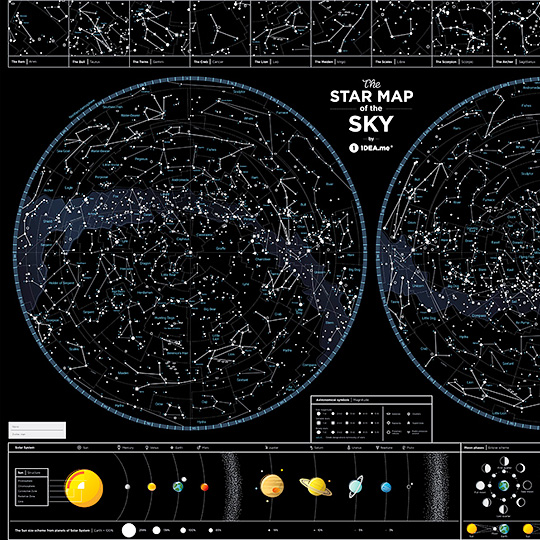 Карта неба люминесцентная 'Star Map of the SKY'