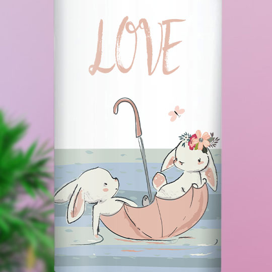 Бутылка с карабином 'Rabbits in umbrella'