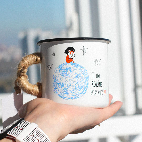 Кружка эмалированная 'I like reading'