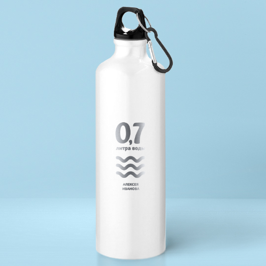 Бутылка для воды Pacific 'Elements' с вашей надписью (разные цвета) / Белый