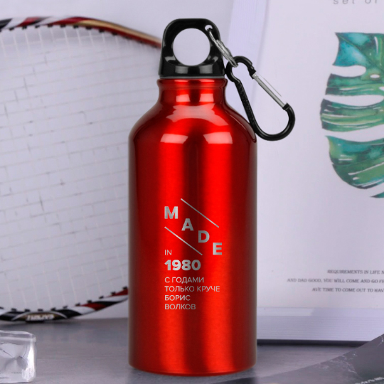 Бутылка для воды Oregon 'Made' с вашей надписью (разные цвета) / Красный