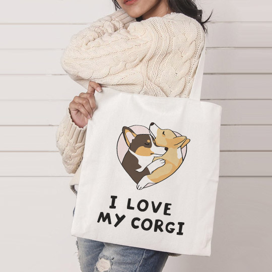 Сумка-шоппер 'I love my corgi'
