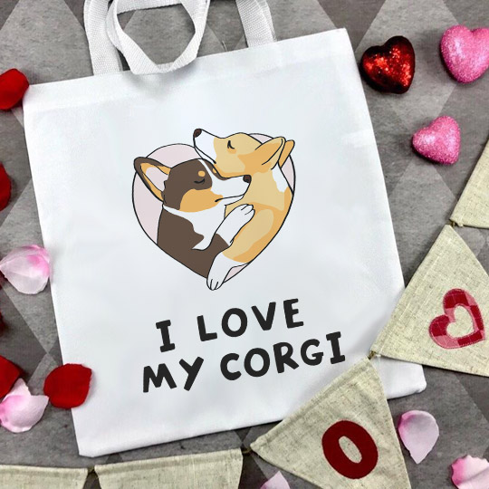 Сумка-шоппер 'I love my corgi'