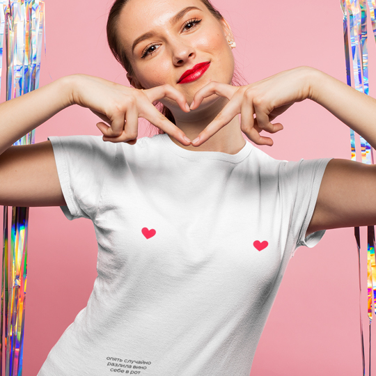 Футболка унисекс 'Double hearts' с вашей надписью