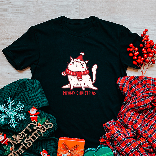 Футболка унисекс 'Meowy Christmas'